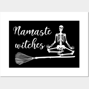 Namaste Witches Yoga Skeletons Funny Halloween Posters and Art